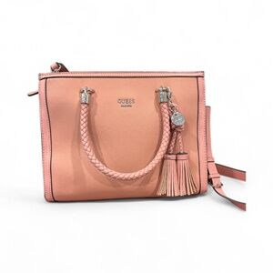 NWOT Guess Dusty Rose Vegan Leather Satchel Bag with Crossbody Strap